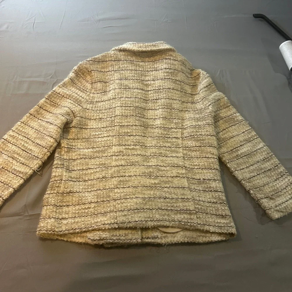 Lucky Brand Tweed Zipper Jacket Women Medium Beige Black Moto Style‎